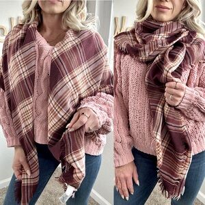 Maurice’s preppy aesthetic pink plaid knit scarf
